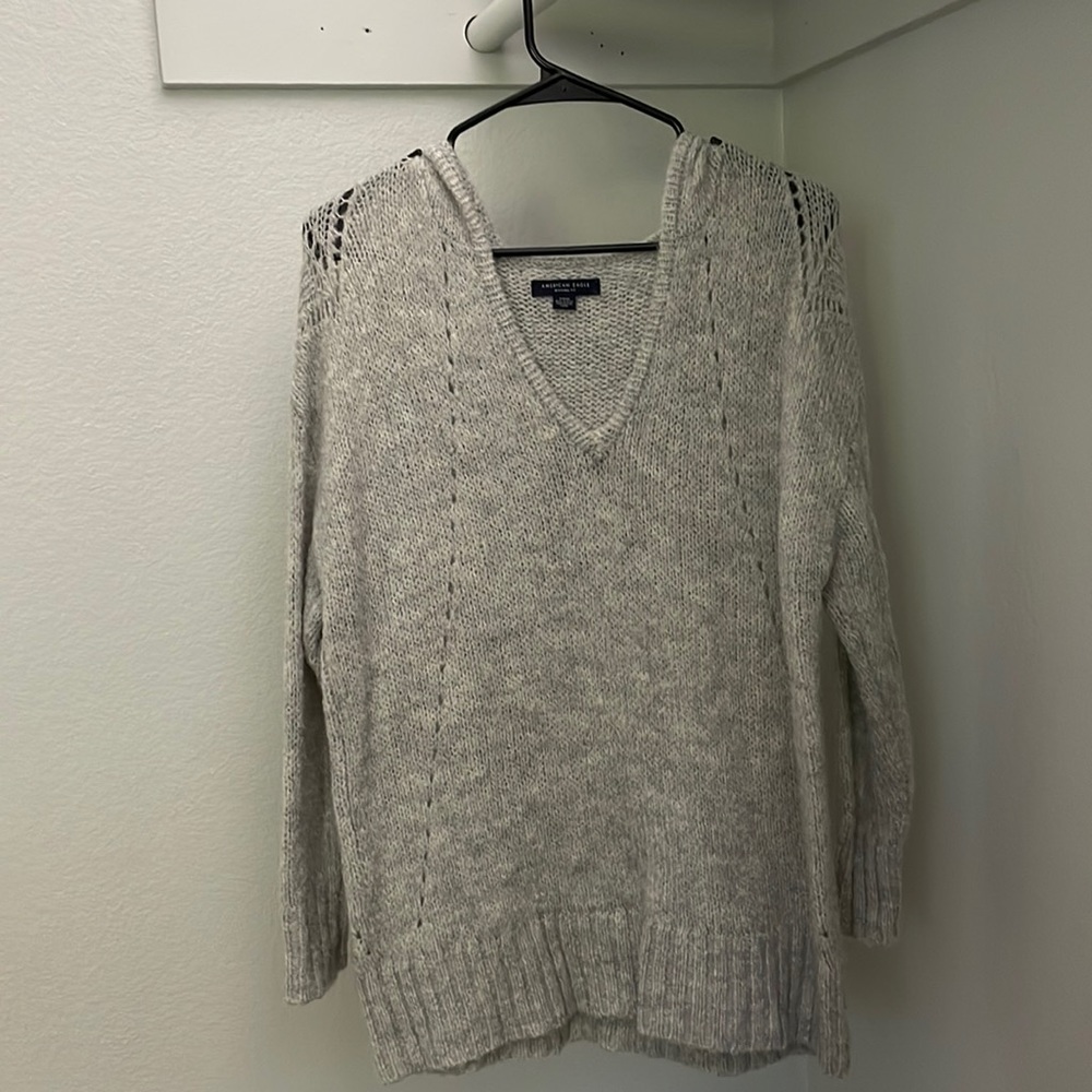 American Eagle Outfitters Jegging Fit Knit Wool Blend Hooded Sweater